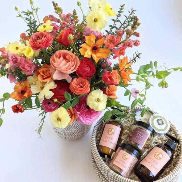 Joyful Flowers and Poppy Spa Gift Basket